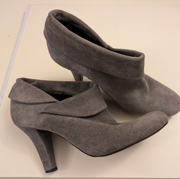 Gray Suede Ankle Booties - Picture 1 of 4